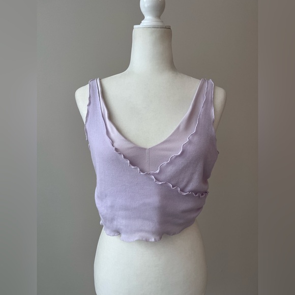 FP Movement by Free People Tops - FP Movement Lilac Sports Bra and Lettuce Trim Top